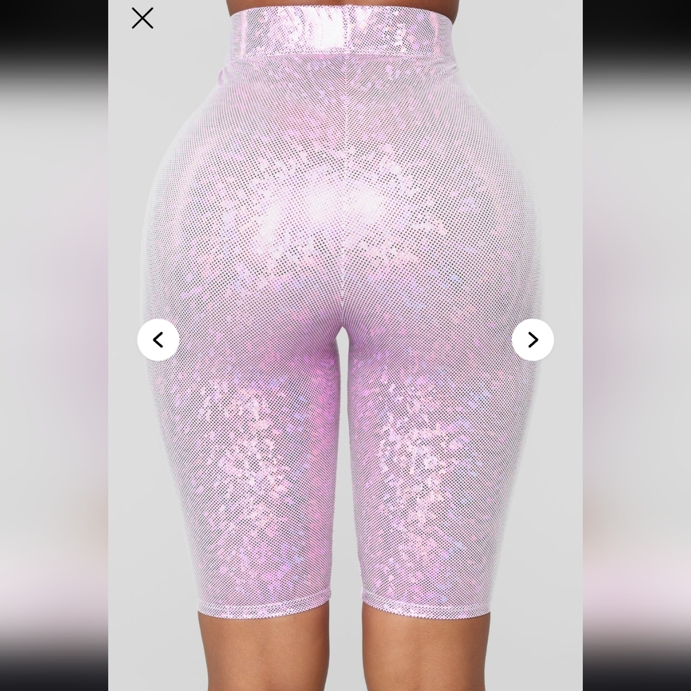 NWT Fashion Nova Holografic  Pink High Waisted True Colors Bike Shorts M